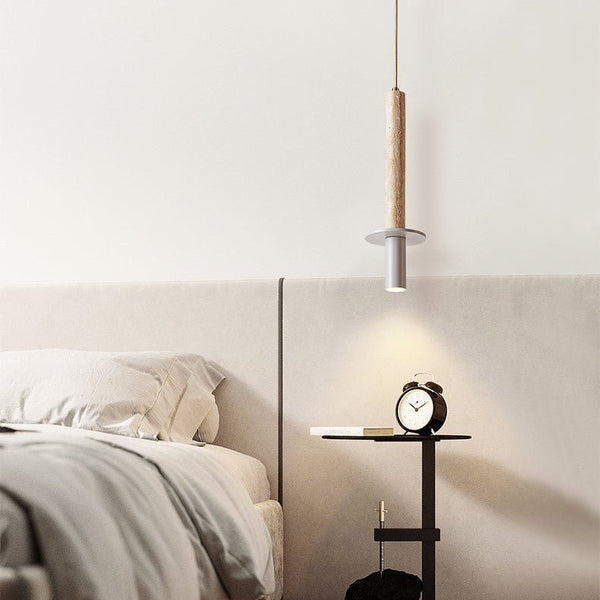 modern yellow travertine column pendant light