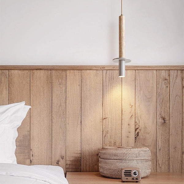 modern yellow travertine column pendant light