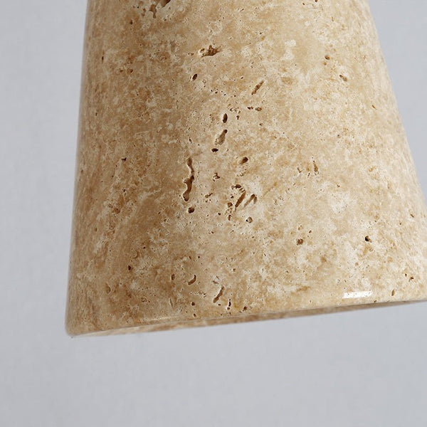 modern yellow travertine cone pendant light