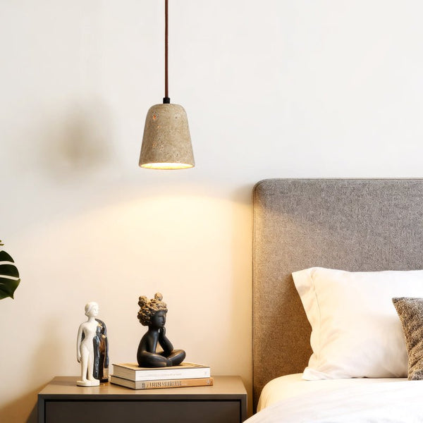 modern yellow travertine cone pendant light