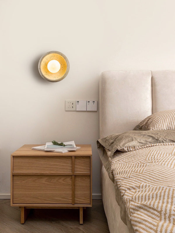 modern yellow travertine crescent wall sconce 2