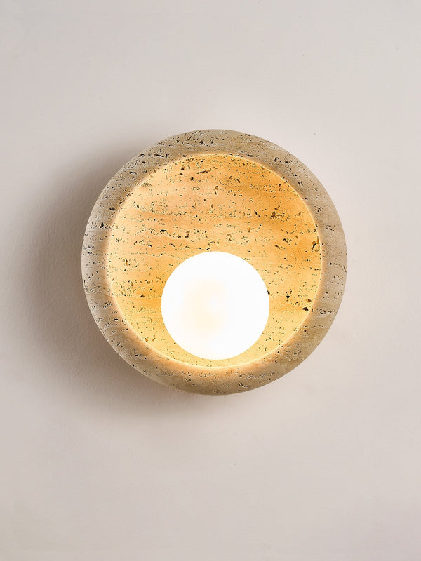 modern yellow travertine crescent wall sconce 2
