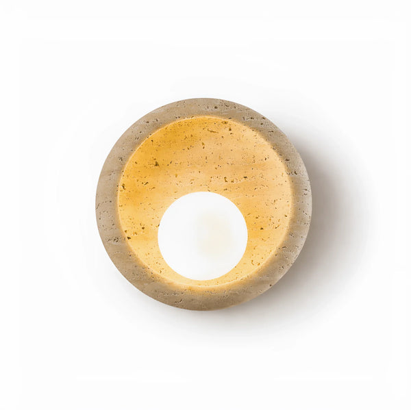 modern yellow travertine crescent wall sconce 2