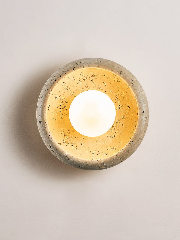 modern yellow travertine crescent wall sconce 2