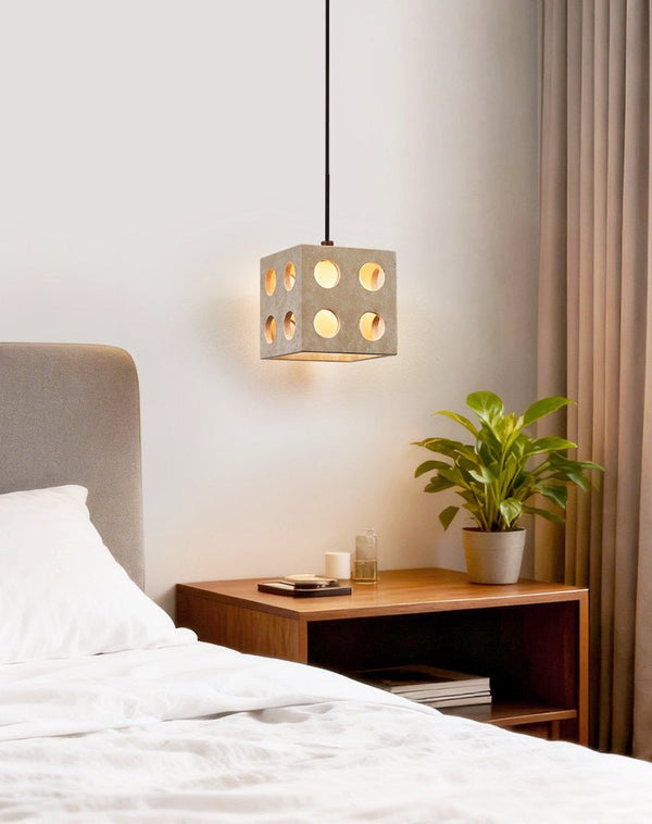 modern yellow travertine cube pendant light 2