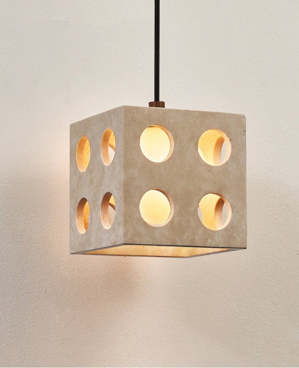 modern yellow travertine cube pendant light 2