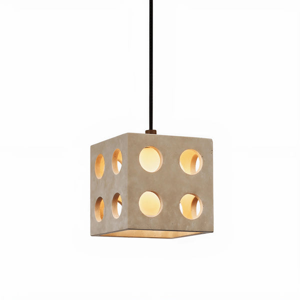 modern yellow travertine cube pendant light 2