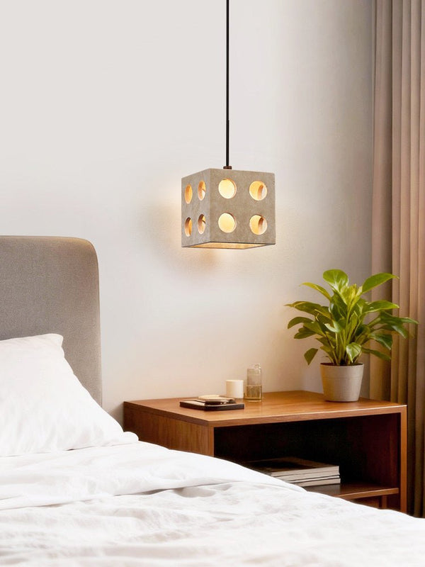 modern yellow travertine cube pendant light 2