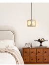 modern yellow travertine cube pendant light