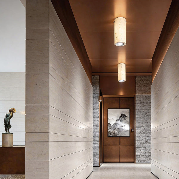 modern yellow travertine cylinder pendant light 3