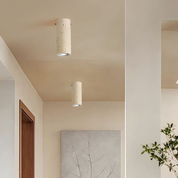 modern yellow travertine cylinder pendant light 3
