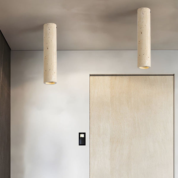 modern yellow travertine cylinder pendant light 3