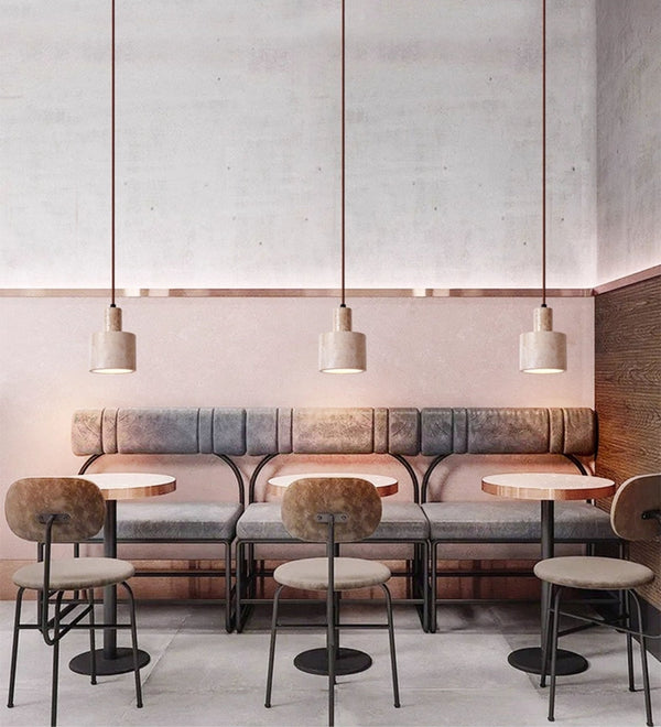 modern yellow travertine cylinder pendant light