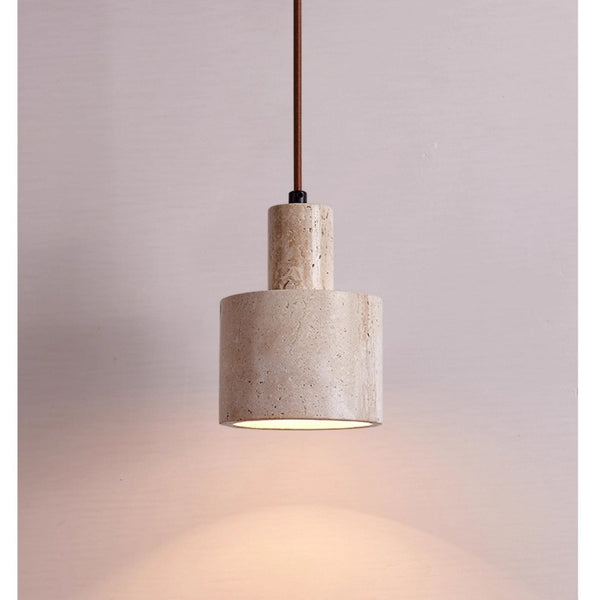modern yellow travertine cylinder pendant light