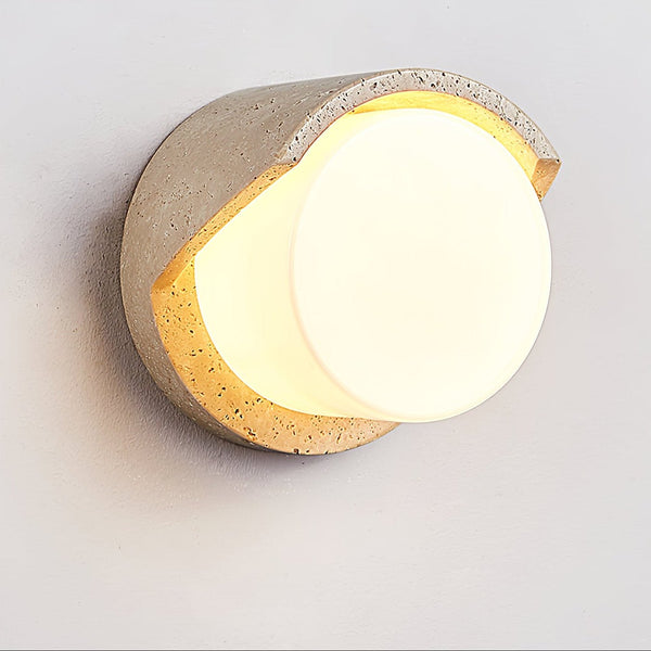 modern yellow travertine cylinder wall sconce