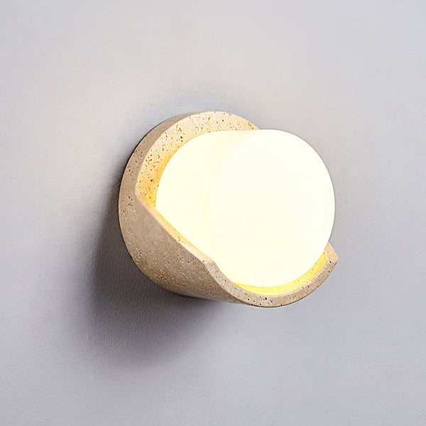 modern yellow travertine cylinder wall sconce