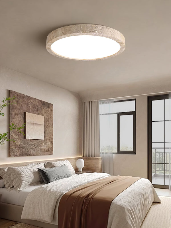 modern yellow travertine disc flush mount ceiling light 3