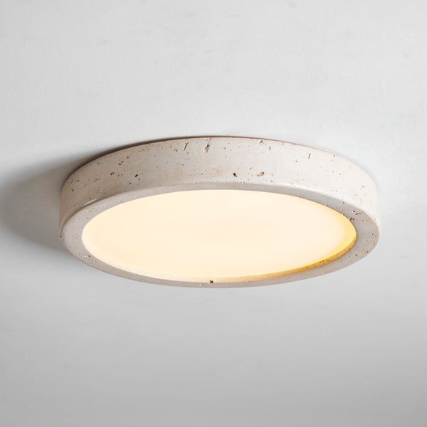 modern yellow travertine disc flush mount ceiling light 3
