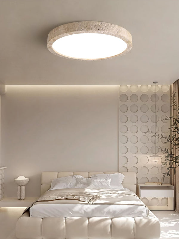 modern yellow travertine disc flush mount ceiling light 3