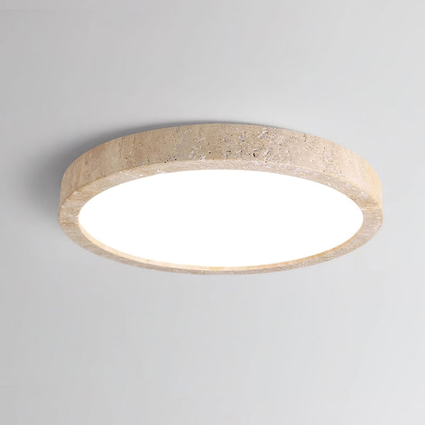 modern yellow travertine disc flush mount ceiling light 3