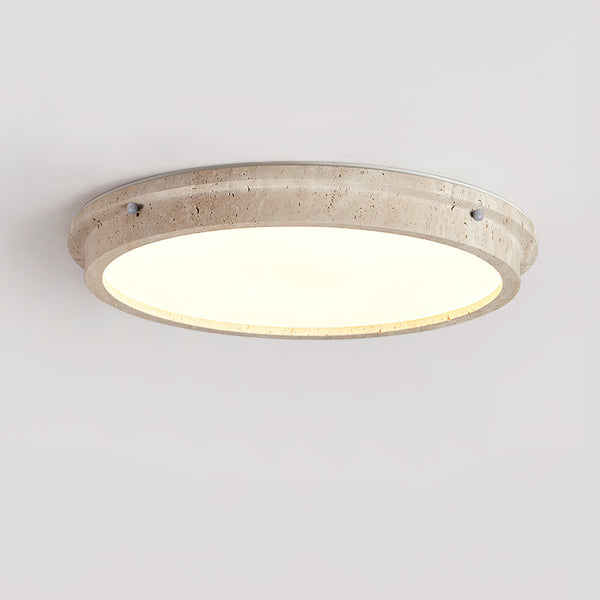 modern yellow travertine disc flush mount ceiling light
