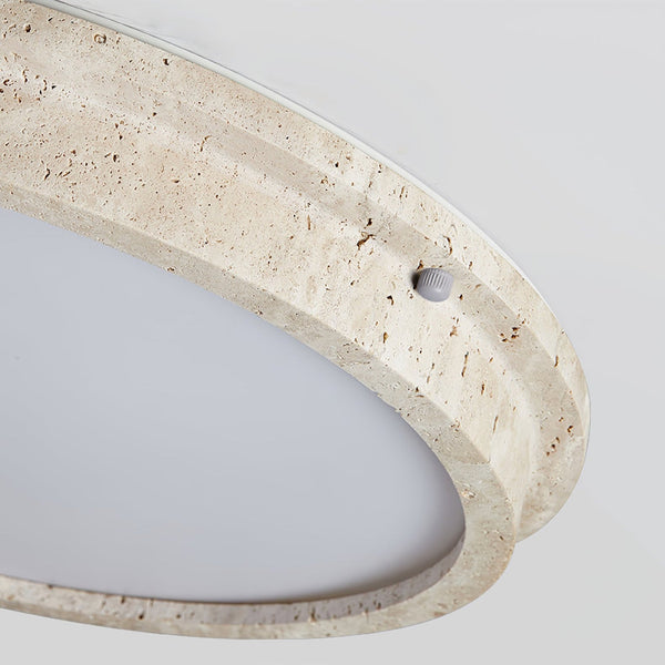 modern yellow travertine disc flush mount ceiling light