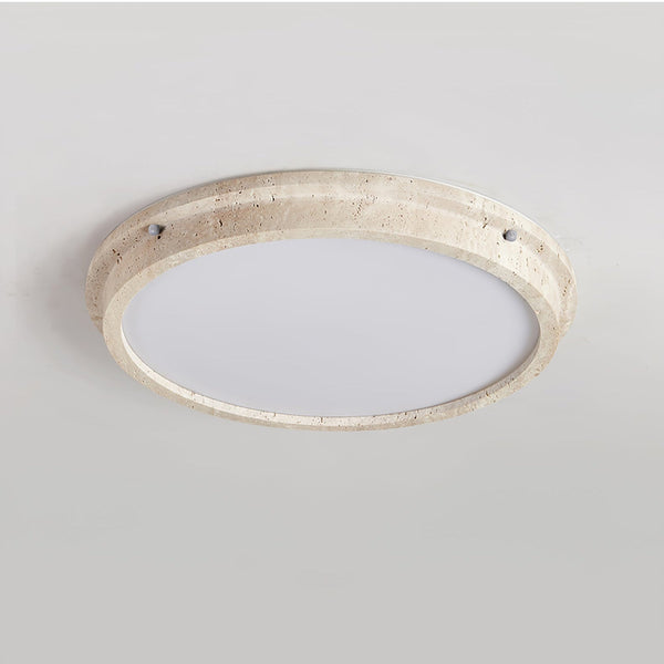 modern yellow travertine disc flush mount ceiling light