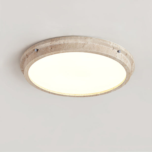 modern yellow travertine disc flush mount ceiling light