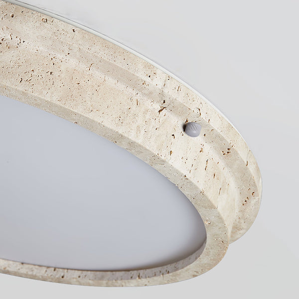 modern yellow travertine disc flush mount ceiling light