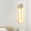 modern yellow travertine disc led wall sconce