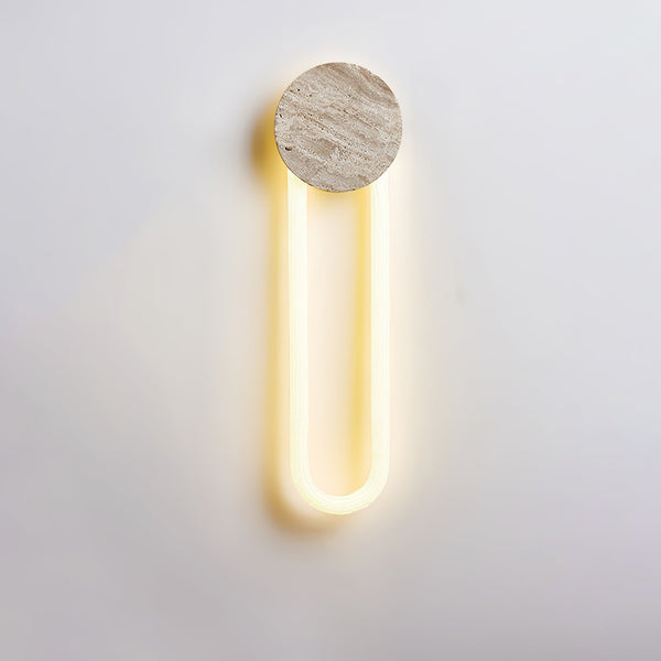 modern yellow travertine disc led wall sconce