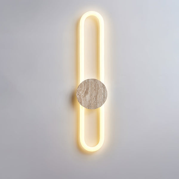 modern yellow travertine disc led wall sconce