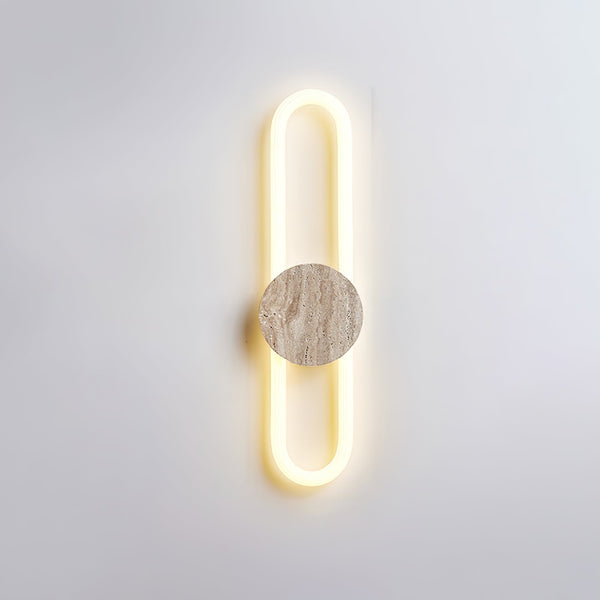 modern yellow travertine disc led wall sconce