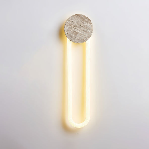 modern yellow travertine disc led wall sconce