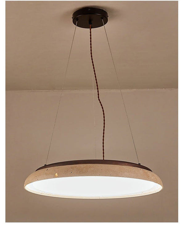 modern yellow travertine disc pendant light