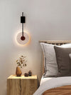 modern yellow travertine disc wall lamp
