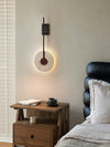 modern yellow travertine disc wall lamp