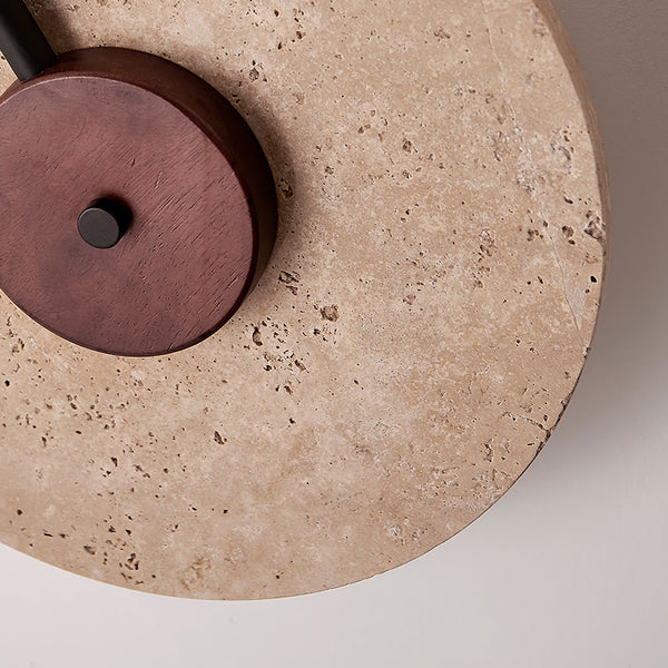 modern yellow travertine disc wall lamp