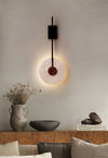 modern yellow travertine disc wall lamp