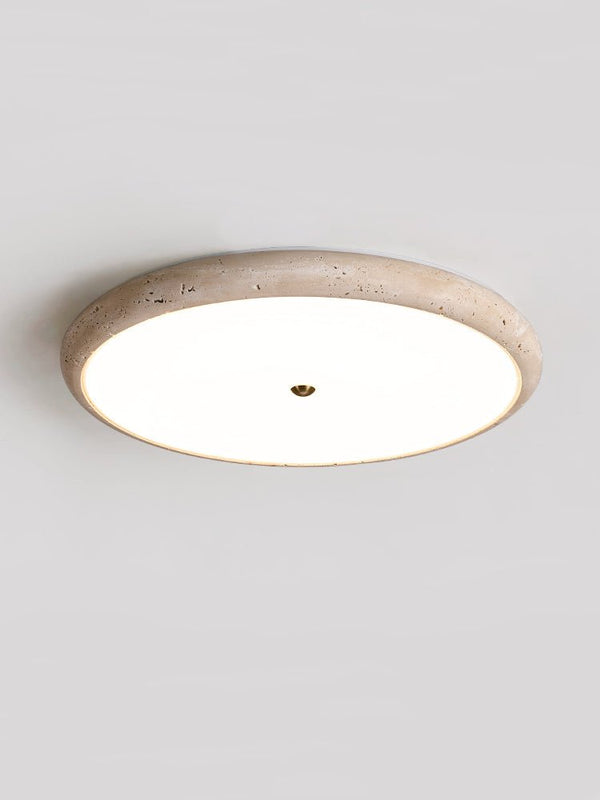 modern yellow travertine disk led flush mount ceiling light