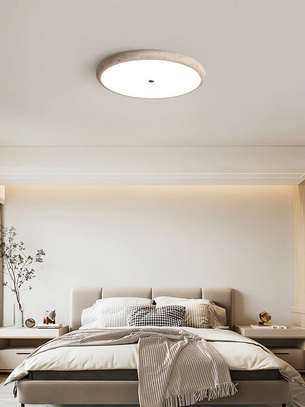modern yellow travertine disk led flush mount ceiling light