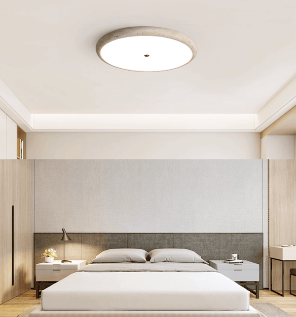 modern yellow travertine disk led flush mount ceiling light