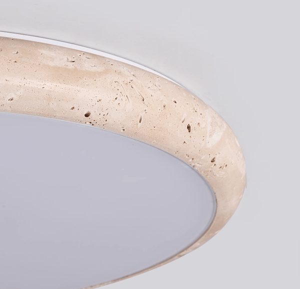 modern yellow travertine disk led flush mount ceiling light