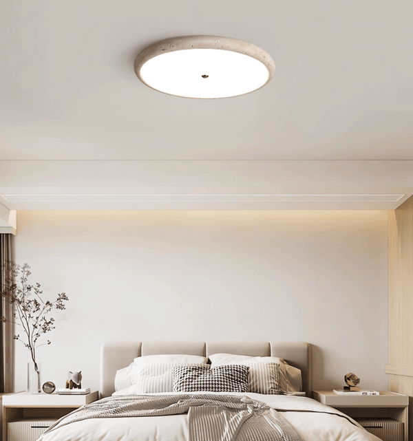 modern yellow travertine disk led flush mount ceiling light