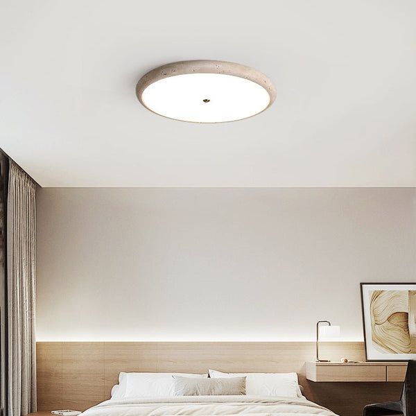 modern yellow travertine disk led flush mount ceiling light