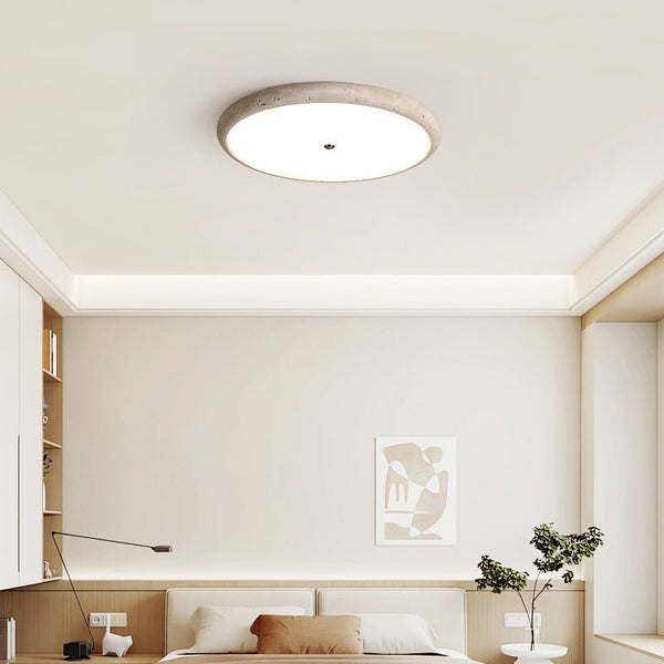 modern yellow travertine disk led flush mount ceiling light