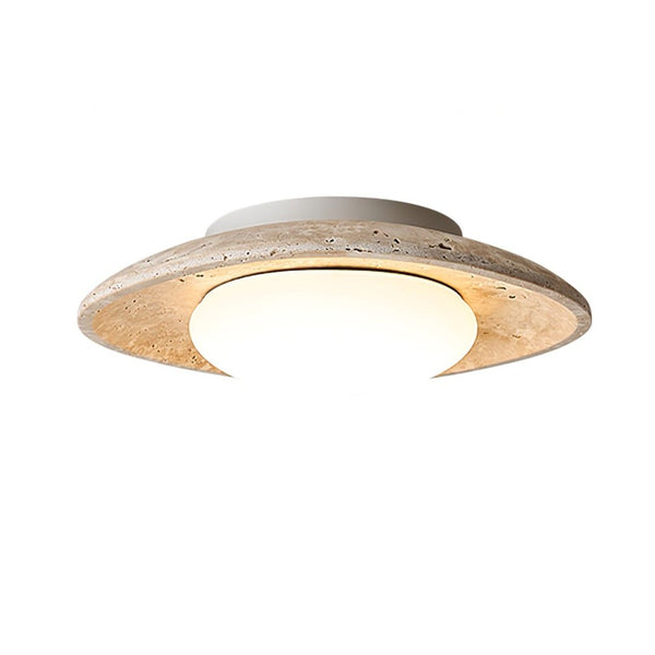 modern yellow travertine elliptical flush mount ceiling light