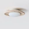 modern yellow travertine elliptical flush mount ceiling light