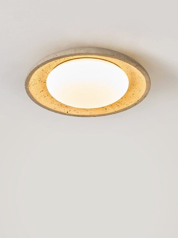 modern yellow travertine flush mount ceiling light