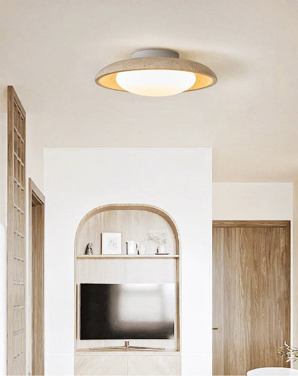 modern yellow travertine flush mount ceiling light